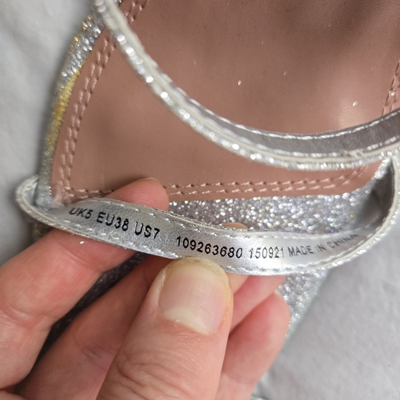 ASOS Design Nasia Silver Glitter Heels - chunky 90s y2k - Picture 4 of 10